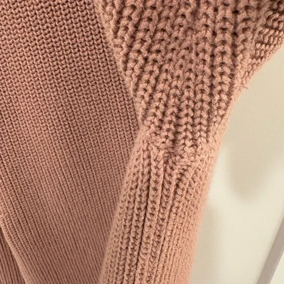 Jenni Kayne Dusty Rose Fisherman Knit Cotton Crew Neck Sweater Tag Size Large - Picture 13 of 14